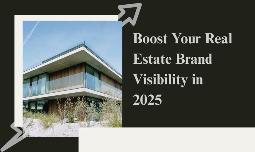 Modern luxury real estate building with glass balconies under a clear sky, representing strong real estate brand visibility in 2025.